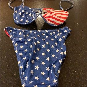 2piece bathing suit red white blue